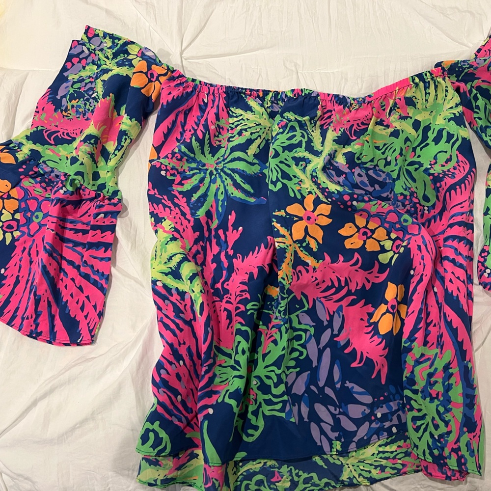 Lilly Pulitzer Sanilla Silk Top, Indigo Blue, All a Glow
